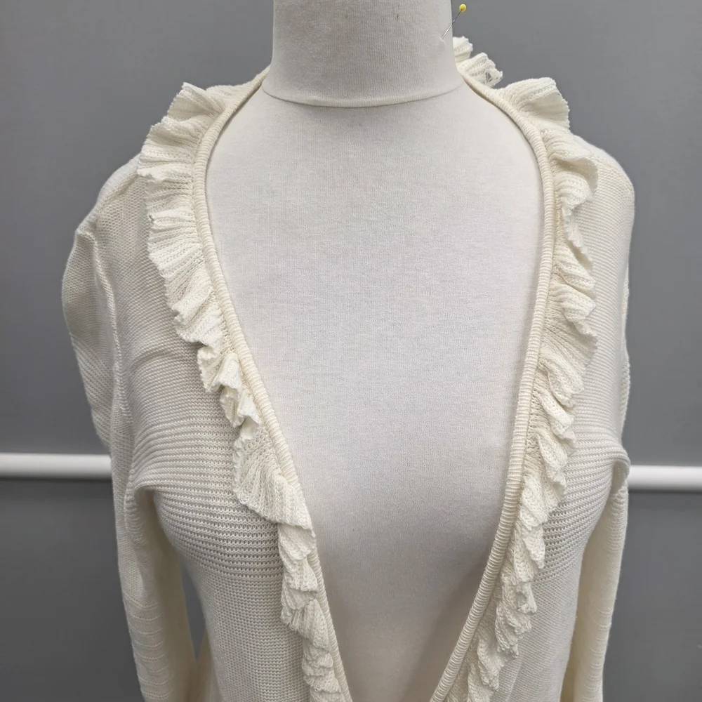 Elle Cream Ruffle Trim Cardigan - Picture 2 of 9